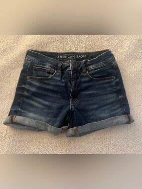 American Eagle Outfitters Dark Blue Denim Cuffed Women's Shorts Size 6